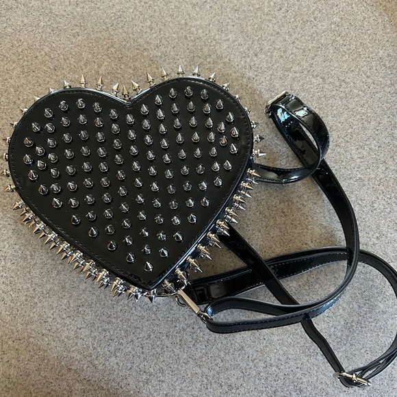 Dolls Kill Handbags - Dolls Kill Studded Heart Backpack
